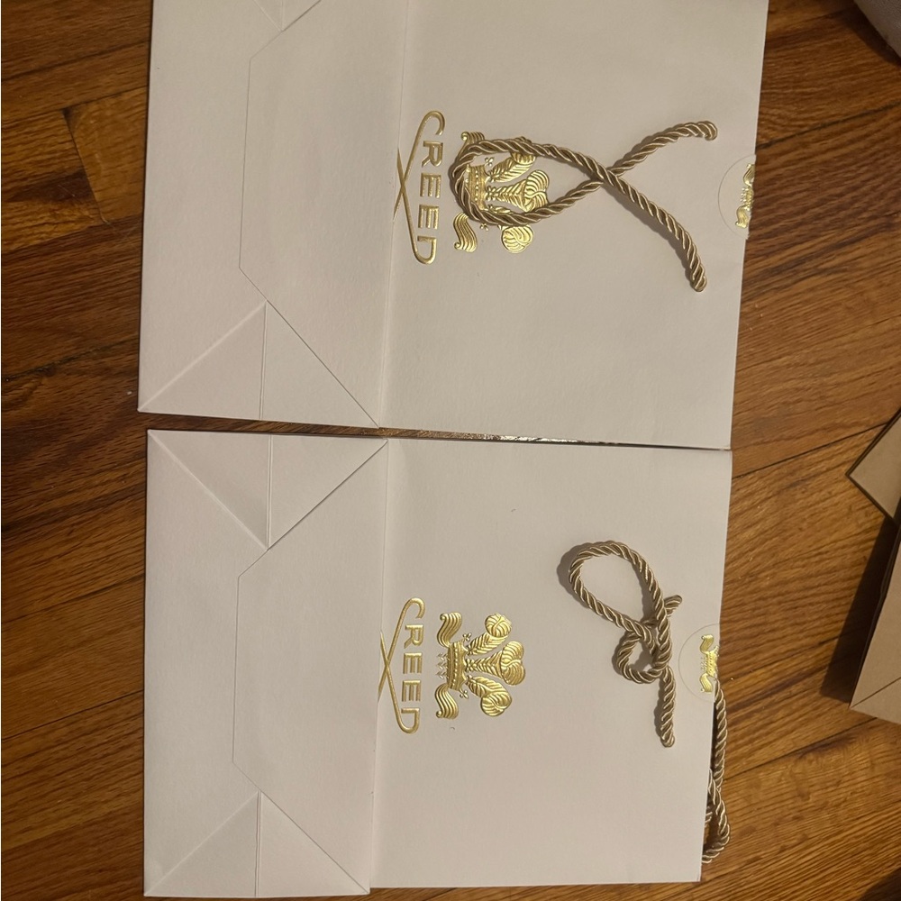 2 Creed White  paper  shopping bag Gold Detailing